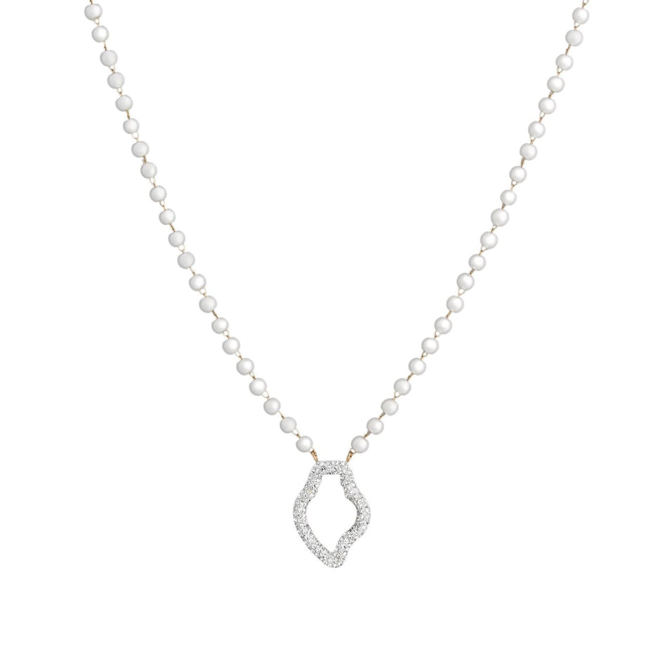 Collier en acier perles et coração de viana