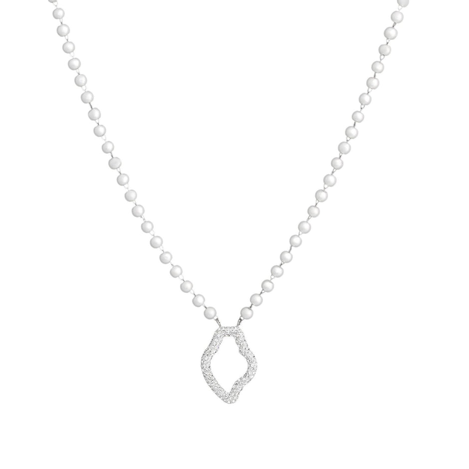 Collier en acier perles et coração de viana