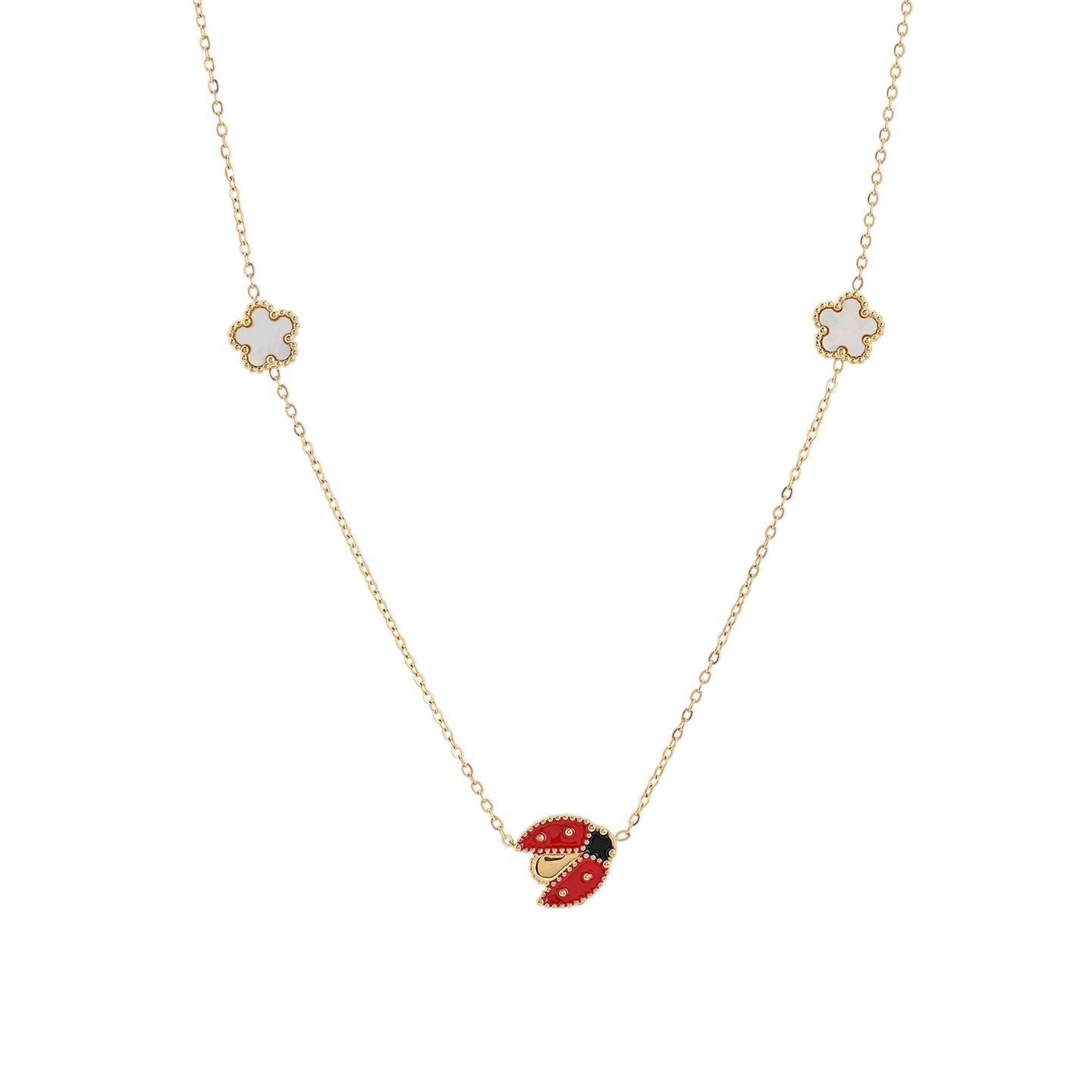 Collier en acier long coccinelle