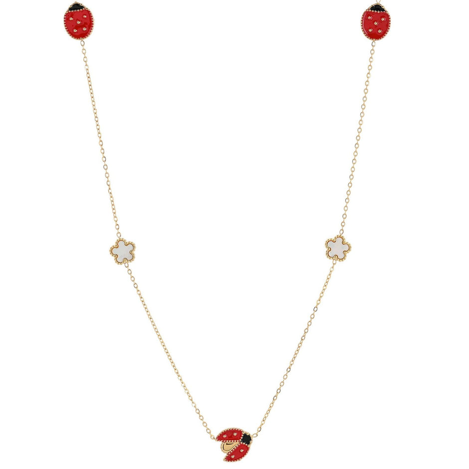 Collier en acier long coccinelle