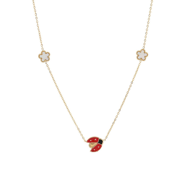 Collier en acier long coccinelle