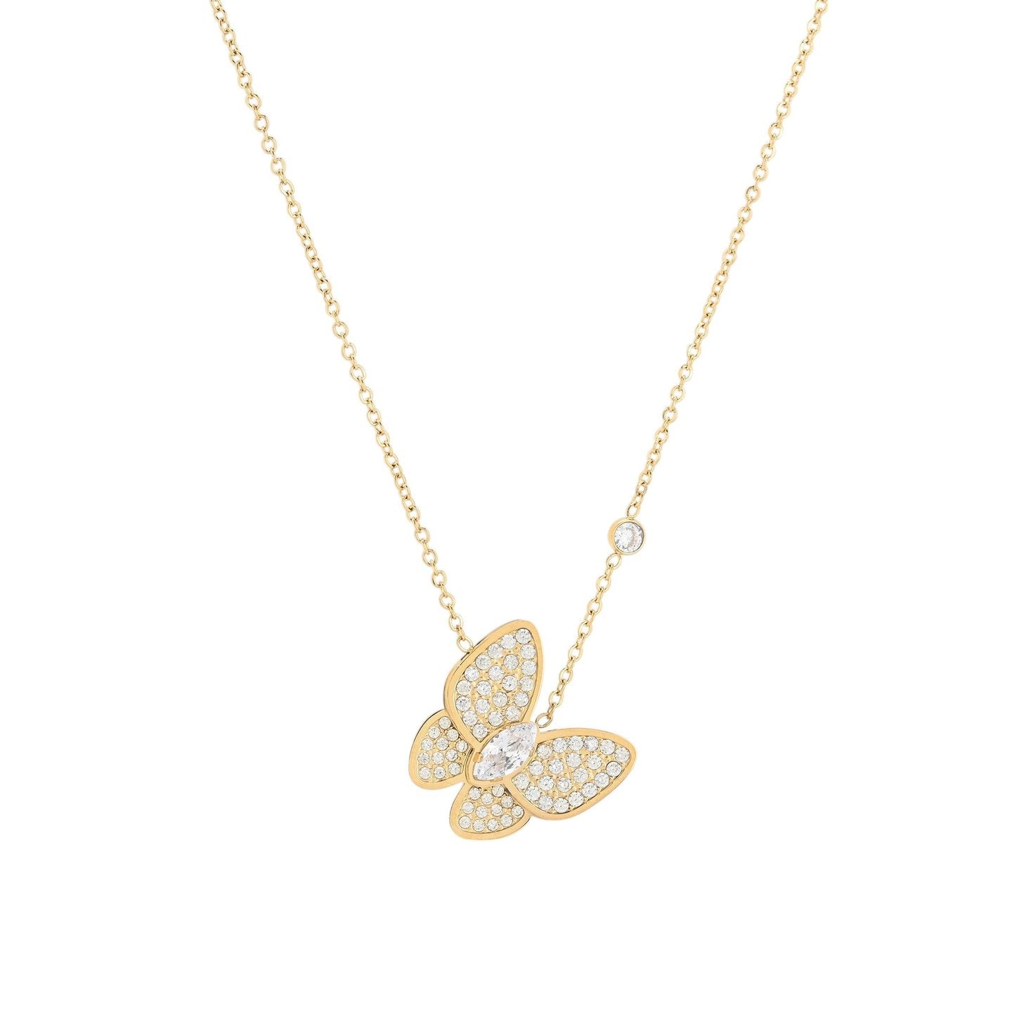 Collier en acier papillon et brillant