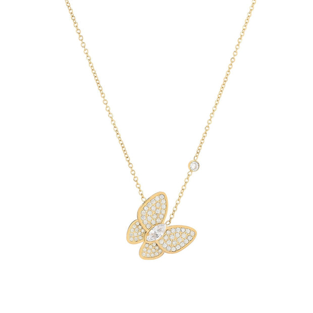 Collier en acier papillon et brillant