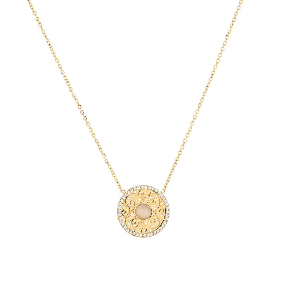 Collier en acier texture et pierre