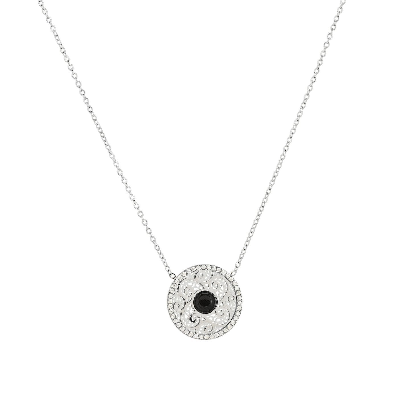 Collier en acier texture et pierre