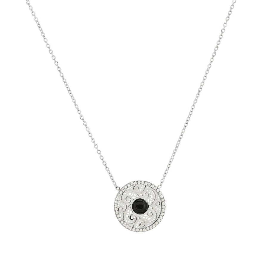 Collier en acier texture et pierre