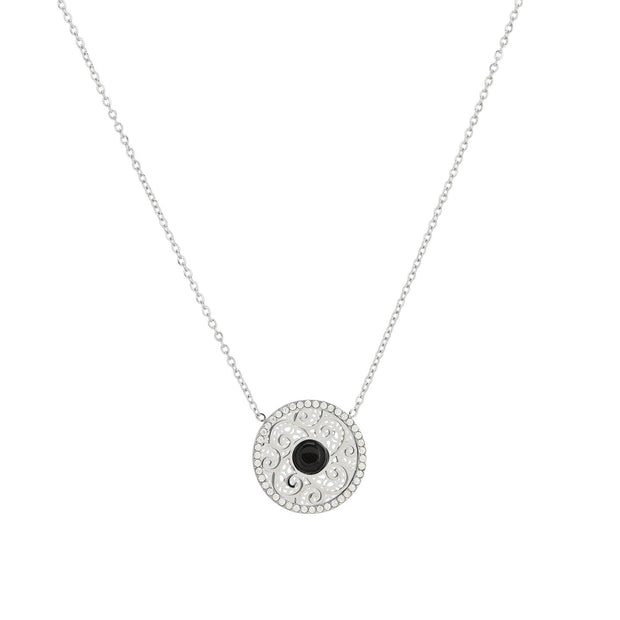 Collier en acier texture et pierre