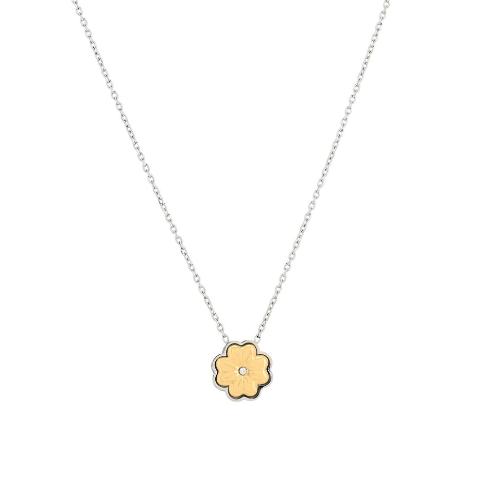 Collier en acier trèfle brillant