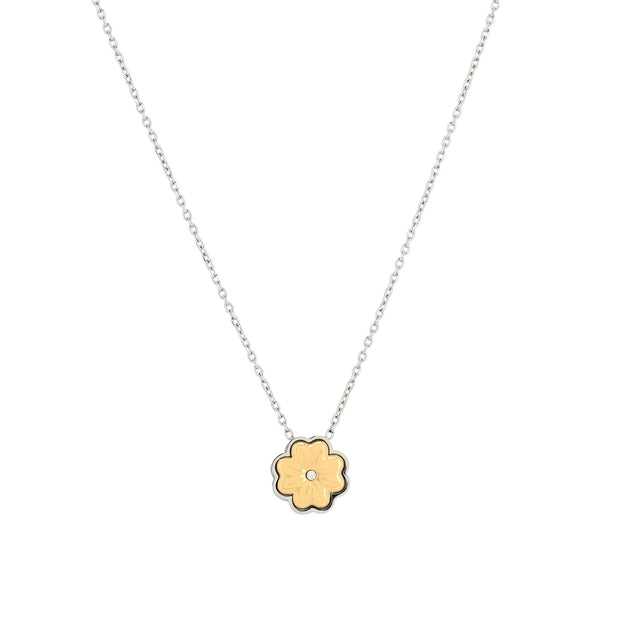 Collier en acier trèfle brillant