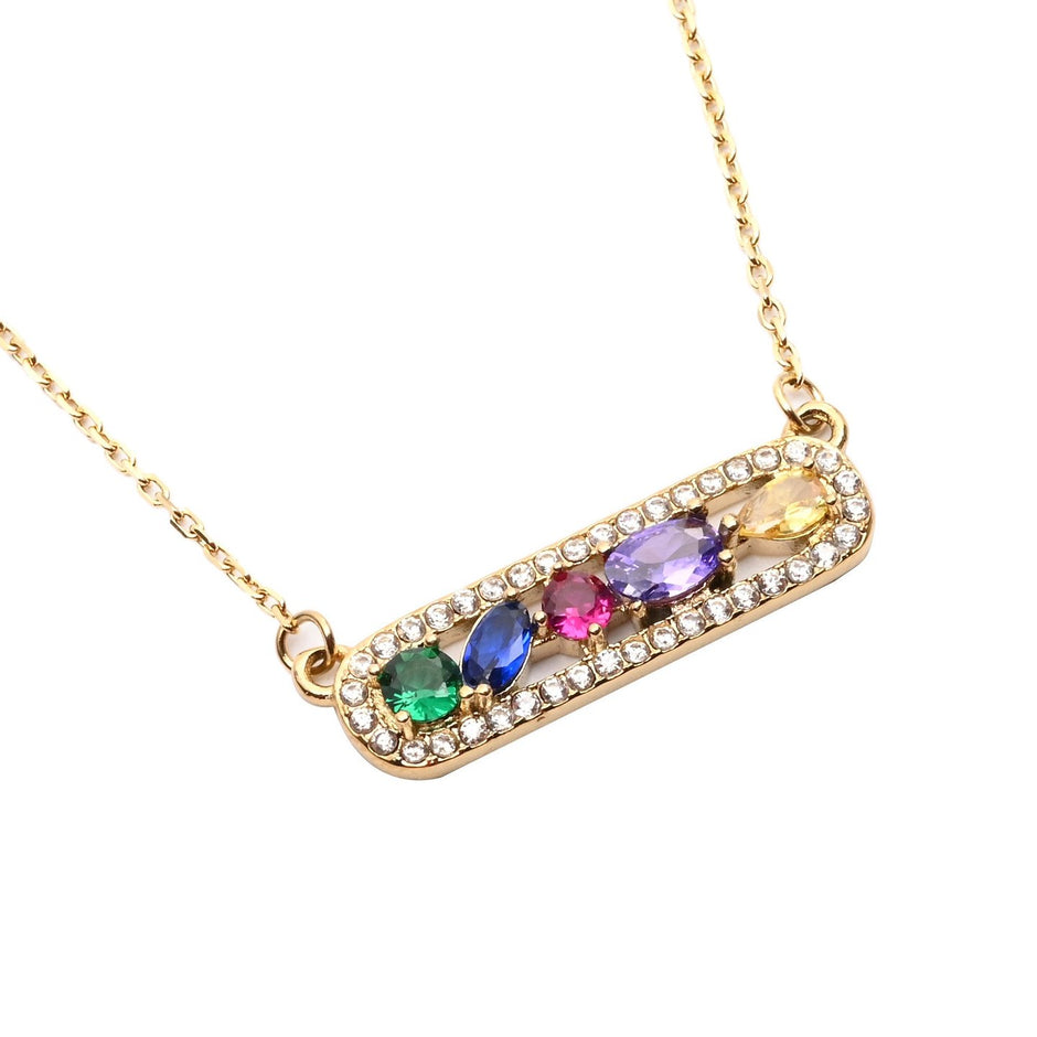 Collier en acier zircones coloré