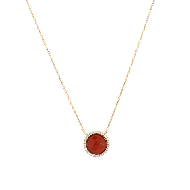 Collier en acier pierre naturelle rond