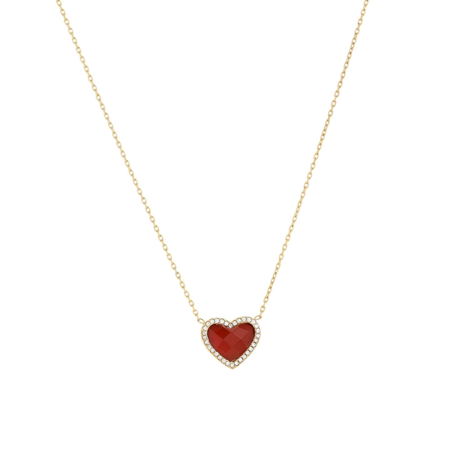 Collier en acier pierre naturelle coeur