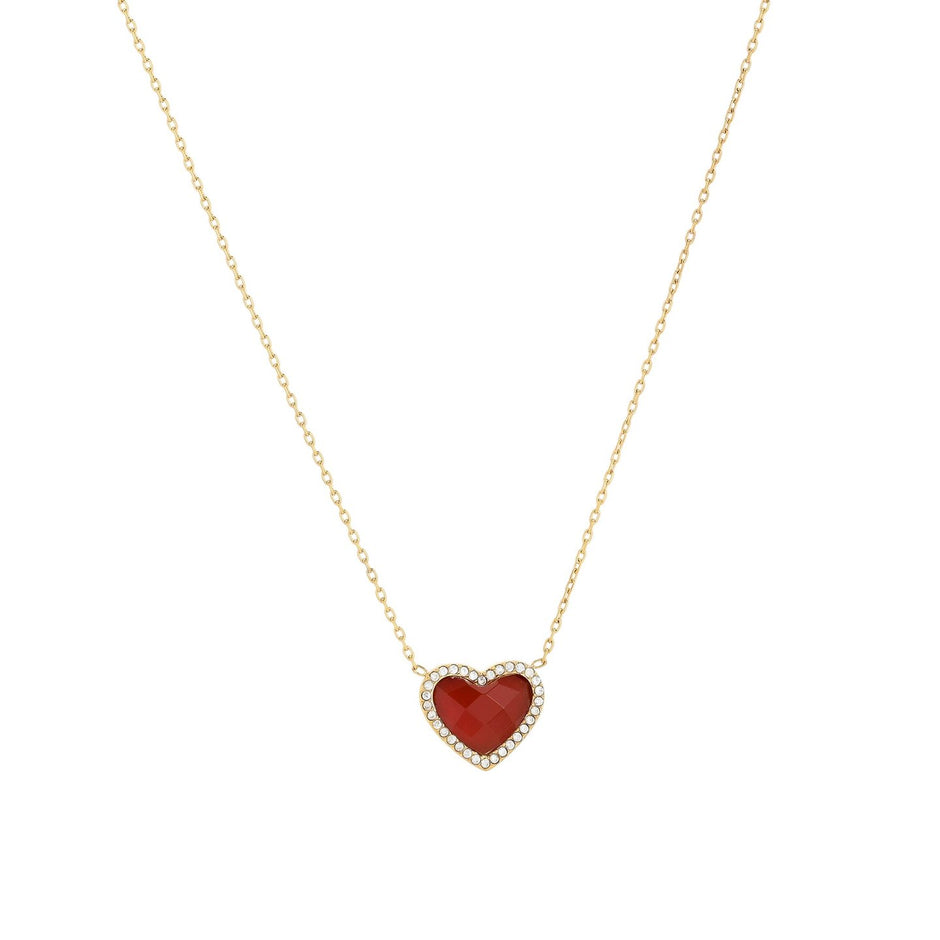 Collier en acier pierre naturelle coeur