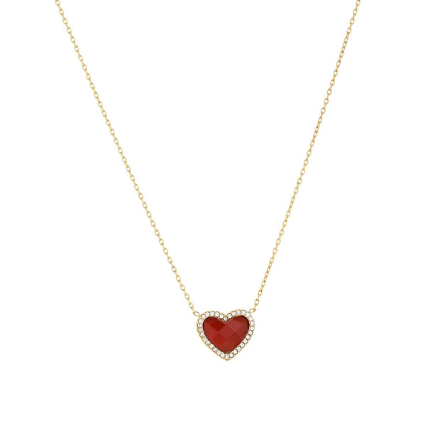 Collier en acier pierre naturelle coeur