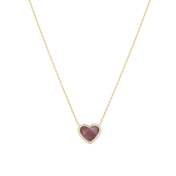 Collier en acier pierre naturelle coeur