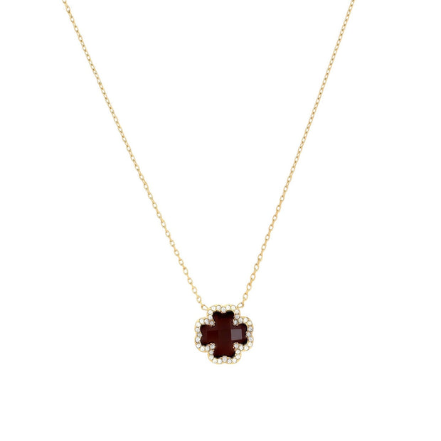 Collier en acier pierre naturelle trèfle