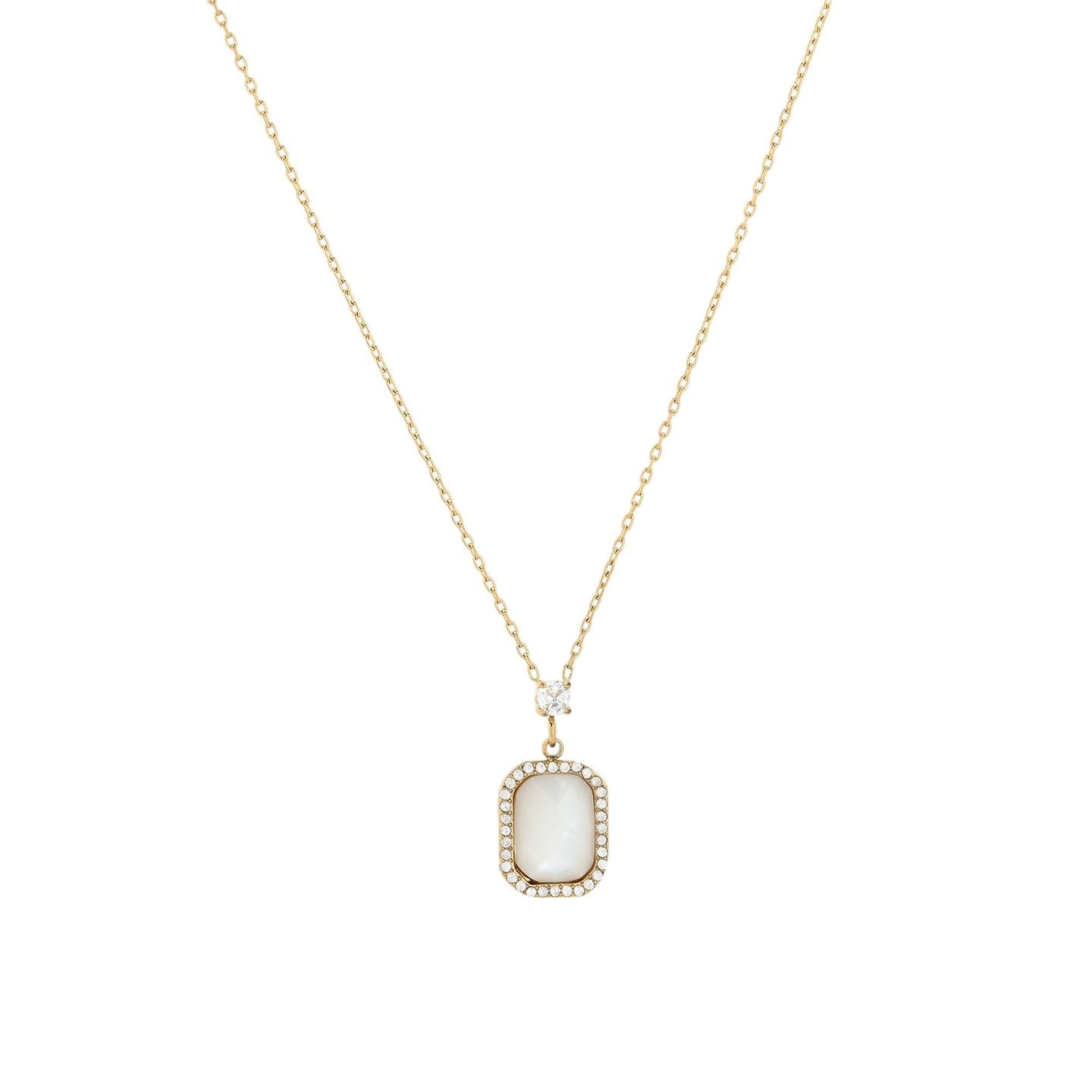 Collier en acier pierre naturelle rectangle