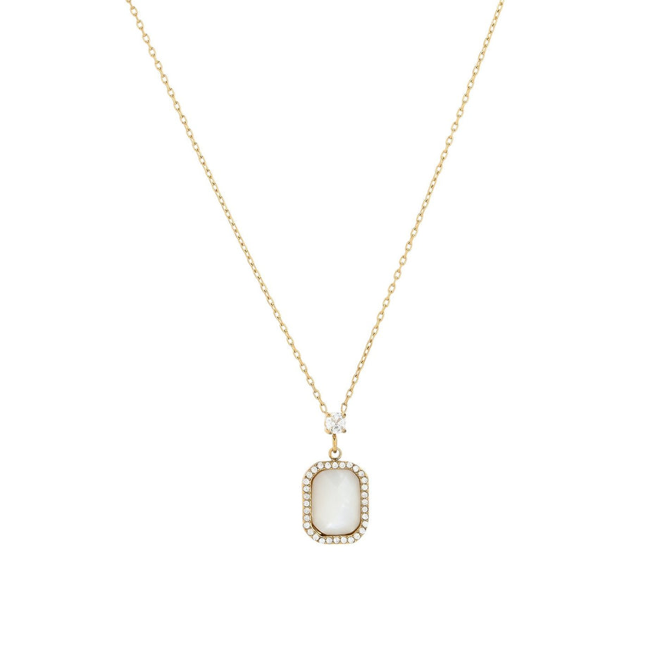 Collier en acier pierre naturelle rectangle