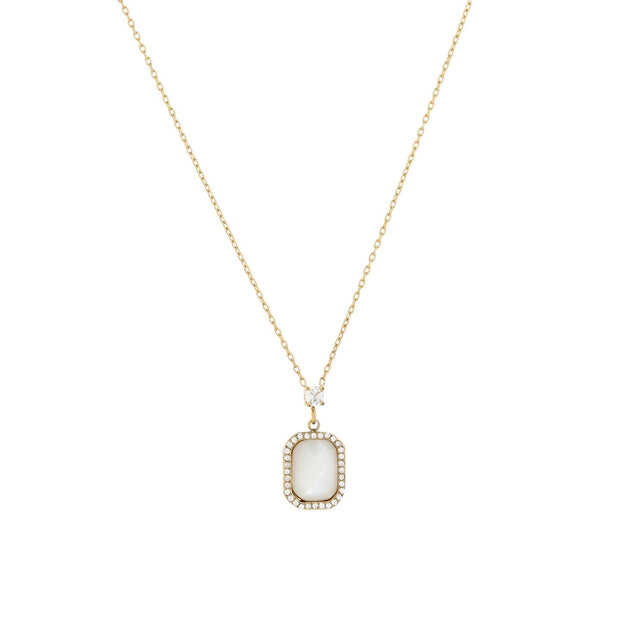 Collier en acier pierre naturelle rectangle