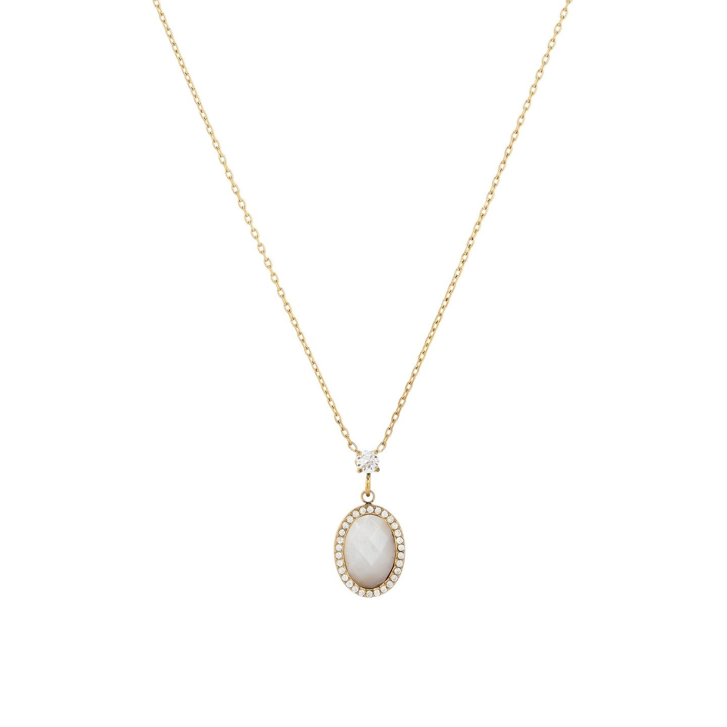 Collier en acier pierre naturelle ovale