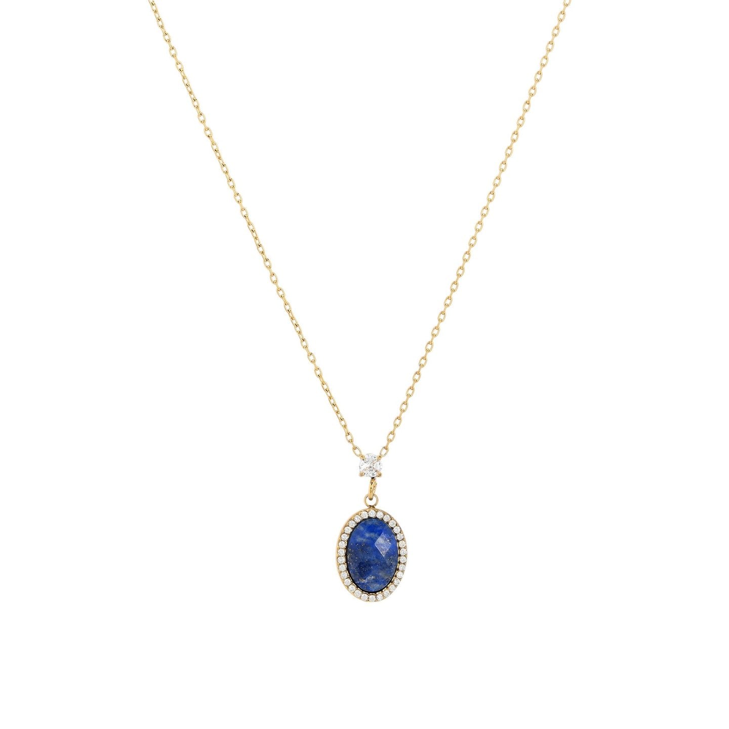 Collier en acier pierre naturelle ovale