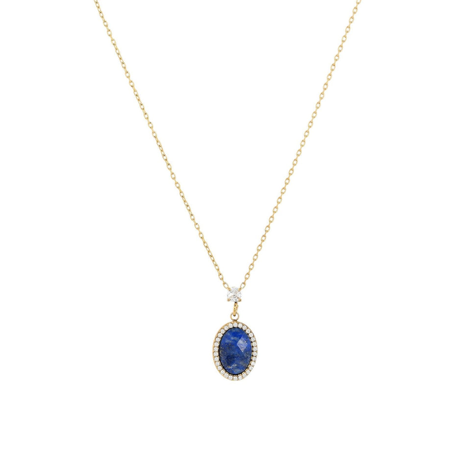 Collier en acier pierre naturelle ovale