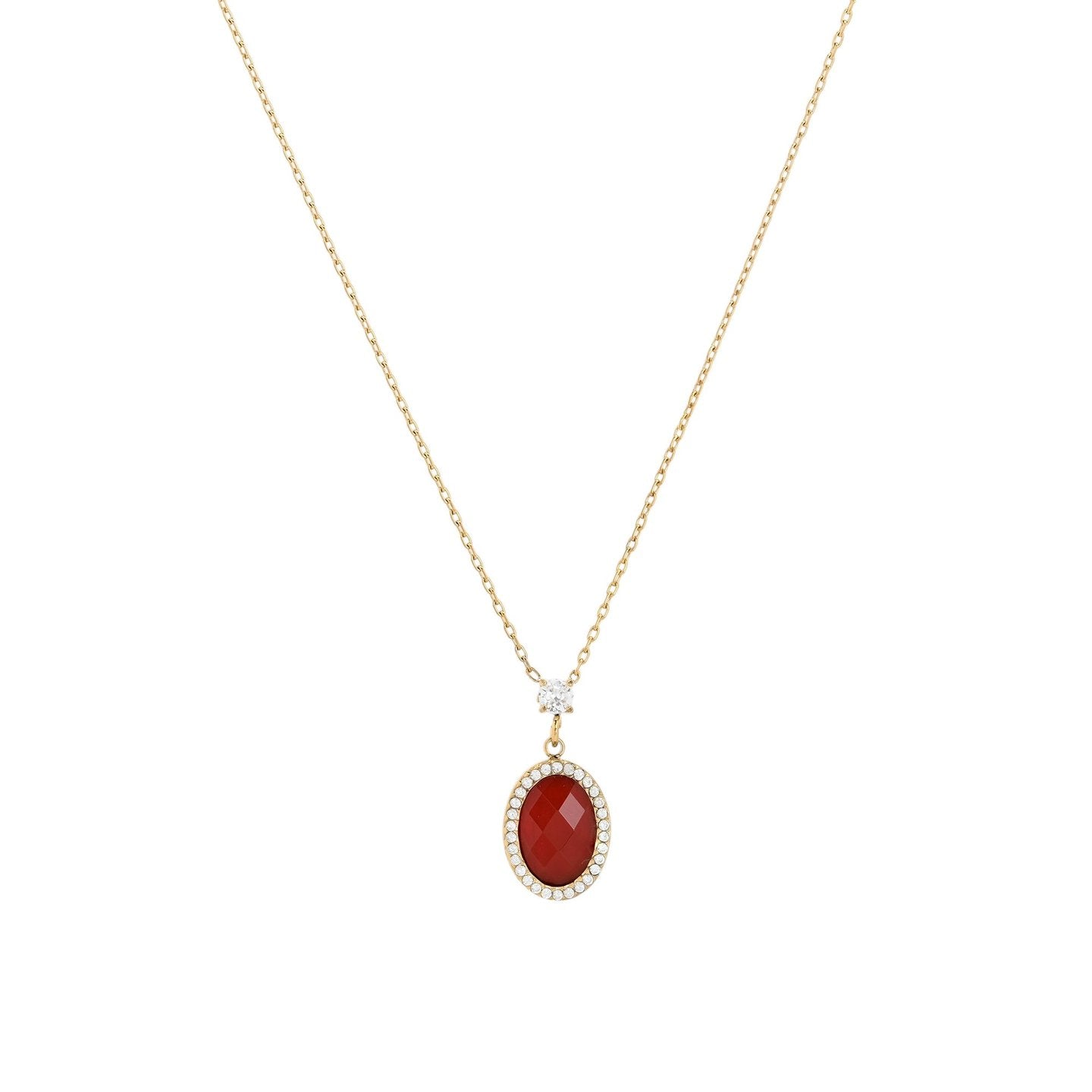 Collier en acier pierre naturelle ovale