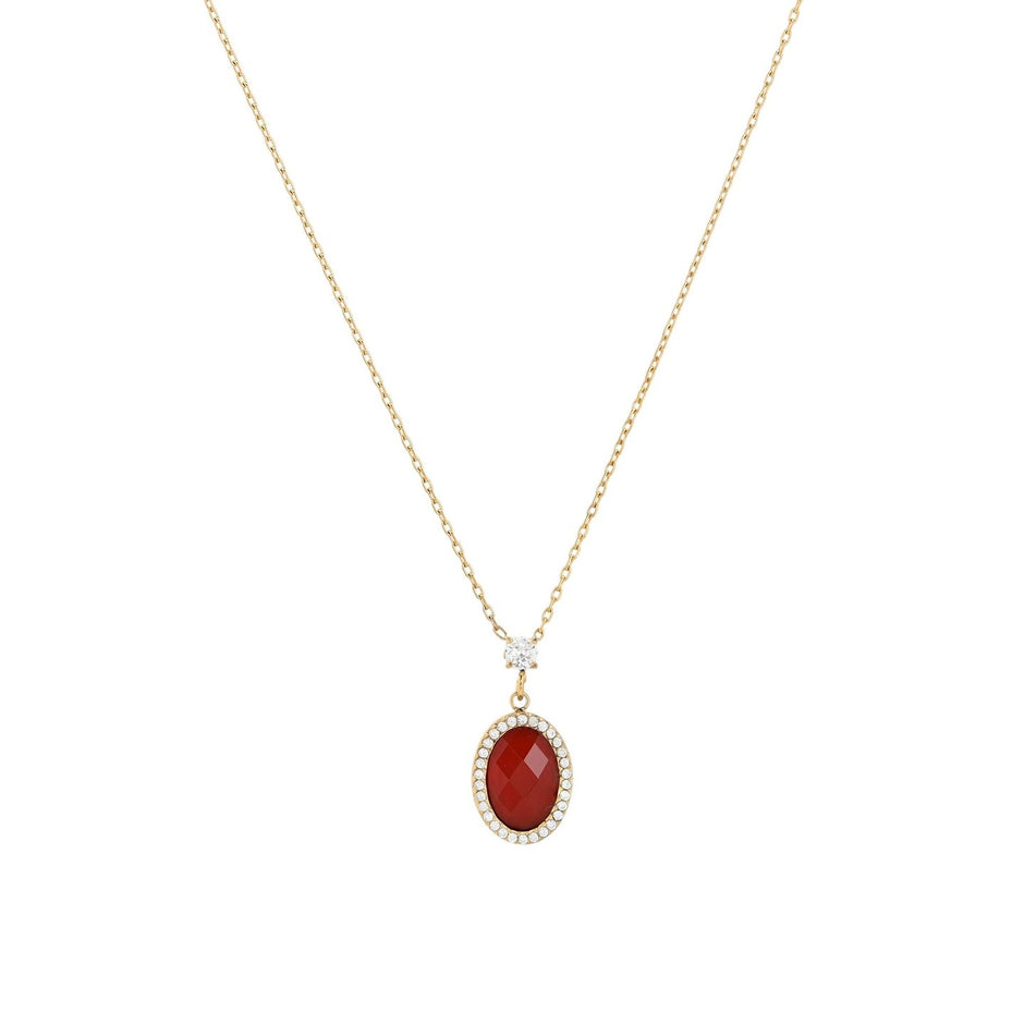 Collier en acier pierre naturelle ovale