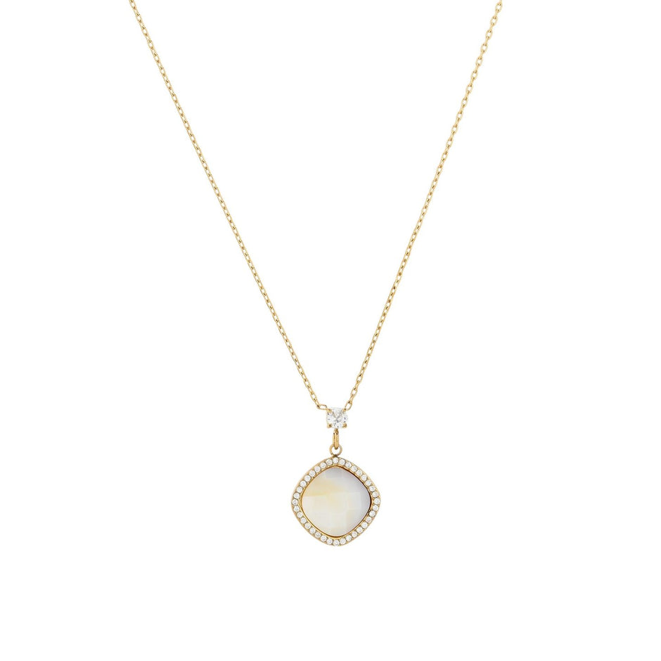 Collier en acier pierre naturelle géométrique
