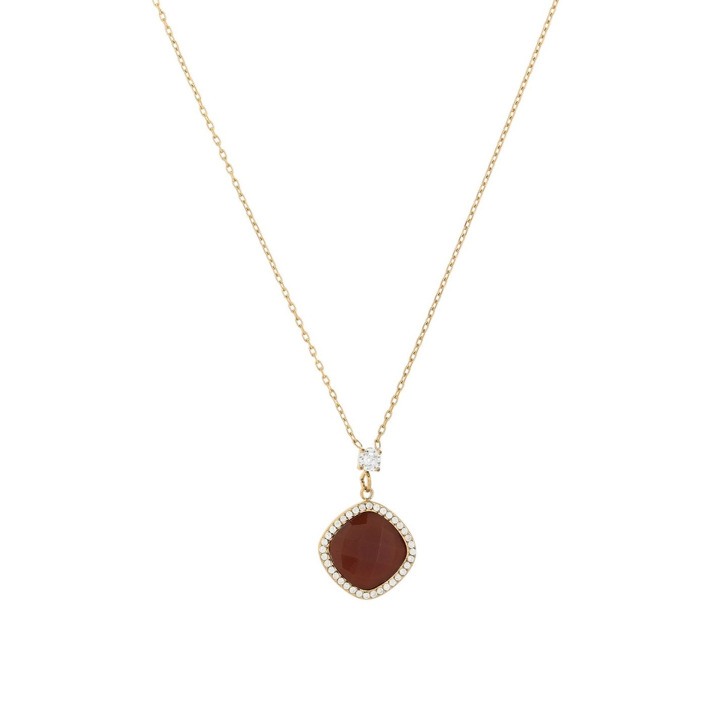 Collier en acier pierre naturelle géométrique