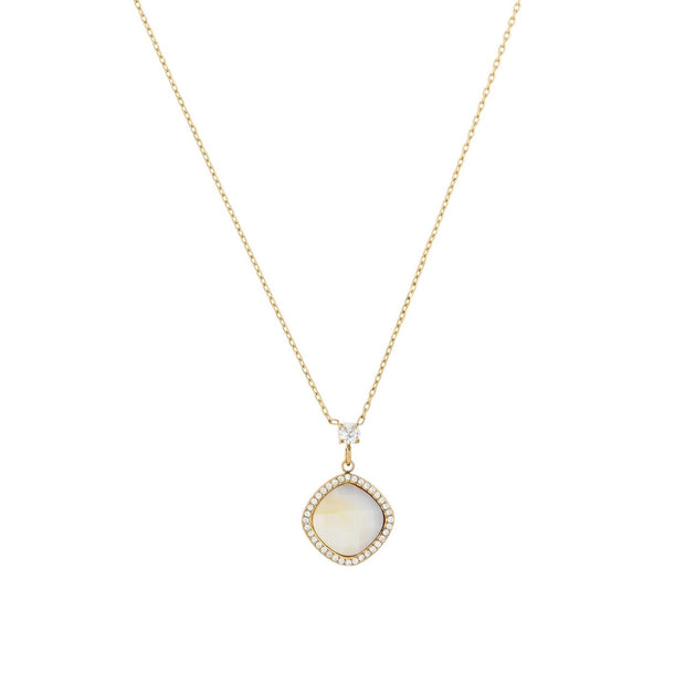 Collier en acier pierre naturelle géométrique