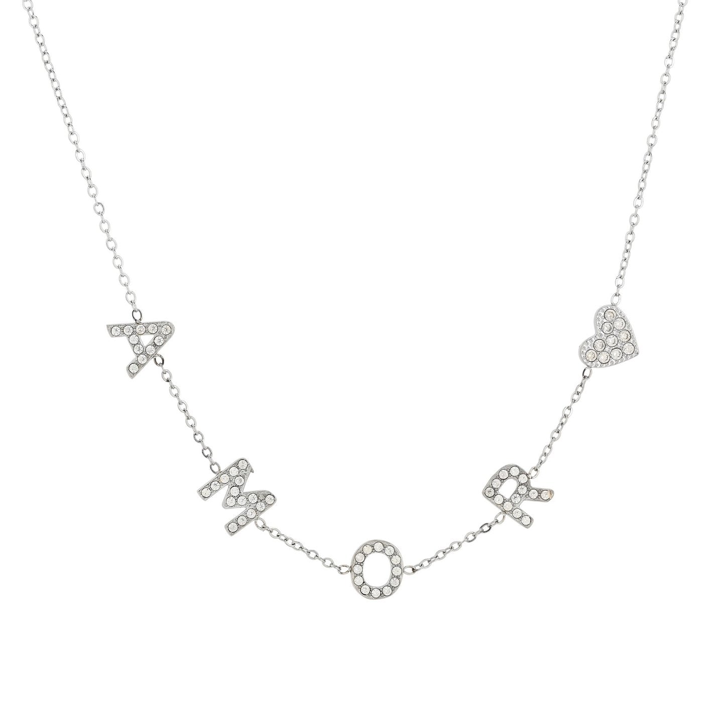 Collier acier coeur et amor