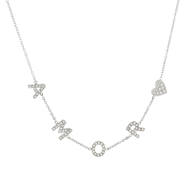 Collier acier coeur et amor
