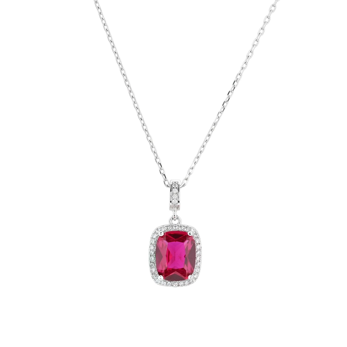 Collier rectangulaire avec pierre de couleur
