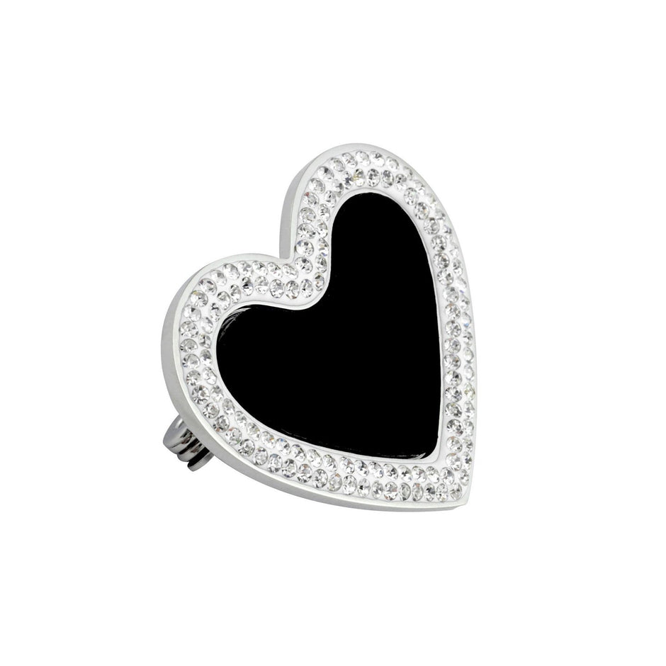 Broche en acier cœur dans brillant