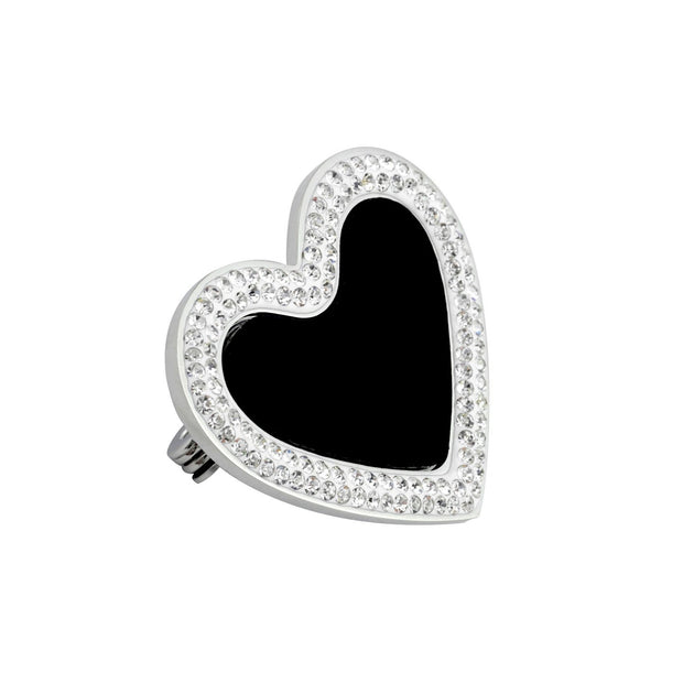 Broche en acier cœur dans brillant
