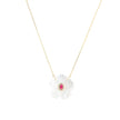 Collier en acier nacre fleur rouge