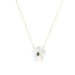Collier en acier nacre fleur vert