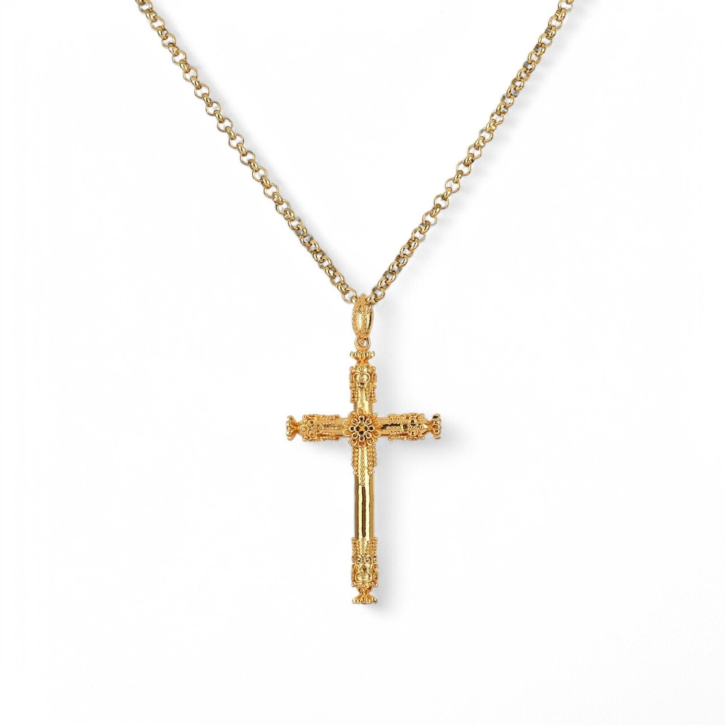Collier semi précieuse filigrane crucifix