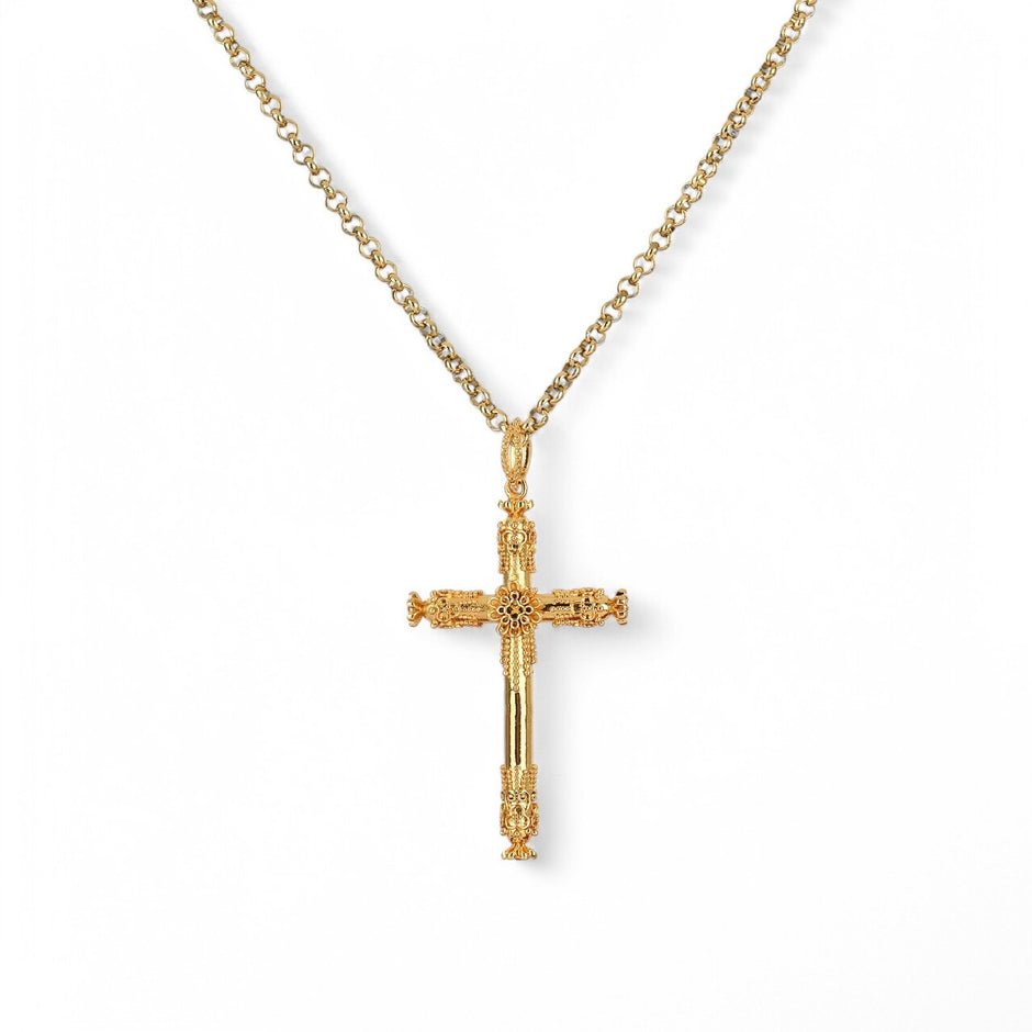Collier semi précieuse filigrane crucifix