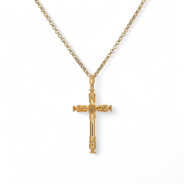 Collier semi précieuse filigrane crucifix