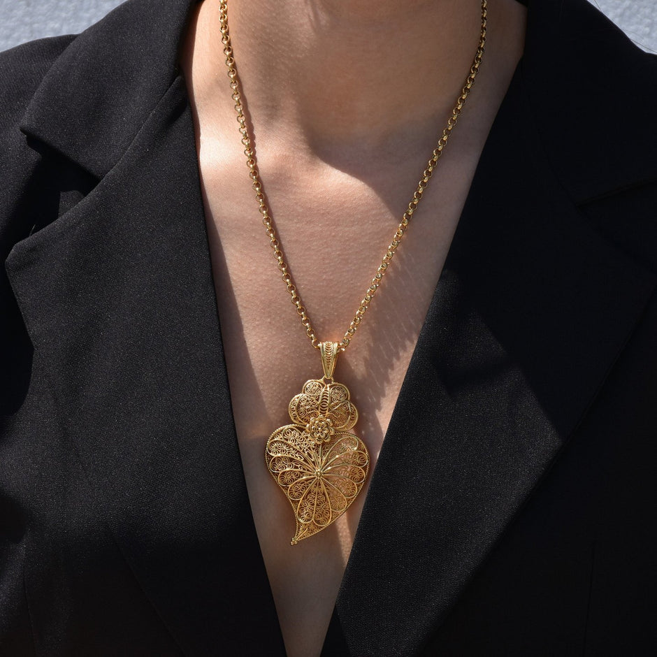 Collier traditionnel coração de viana tournesol
