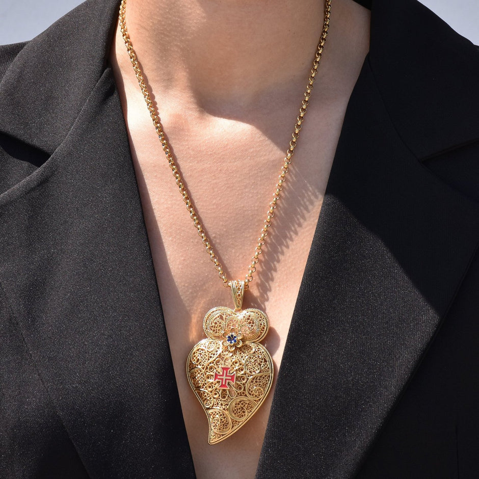 Collier traditionnel coração de viana avec croix