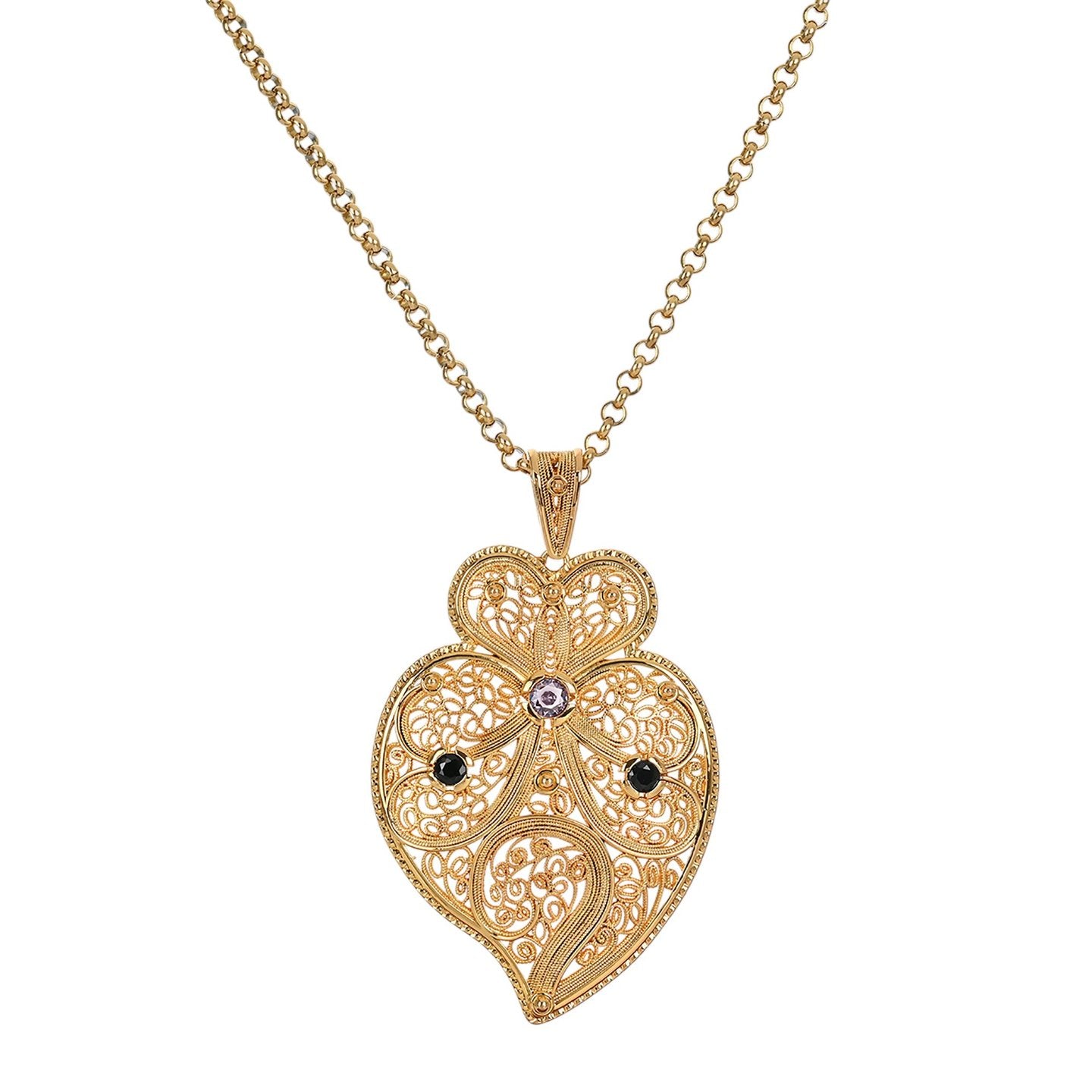 Collier coração de viana traditionnel avec pierres