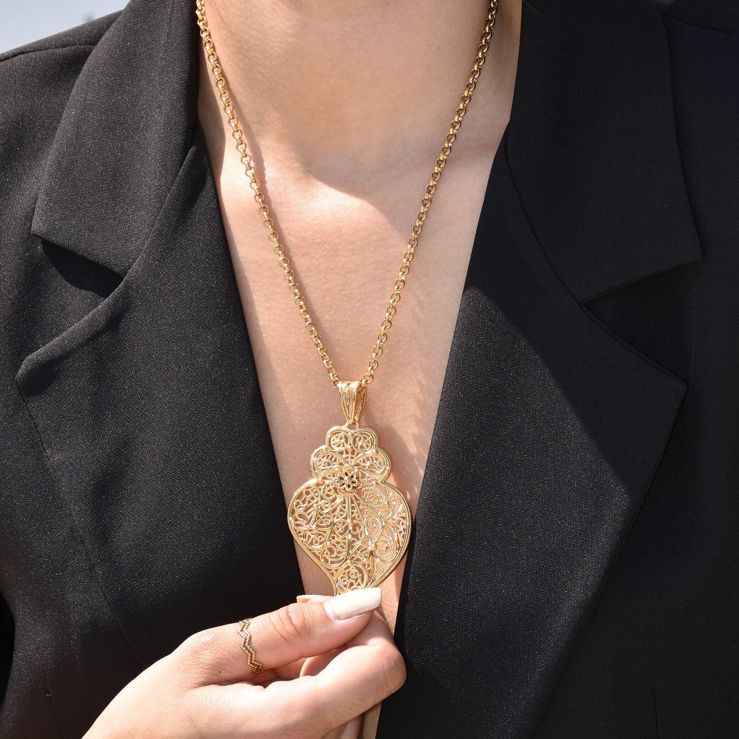Collier filigrane coração de viana traditionnel