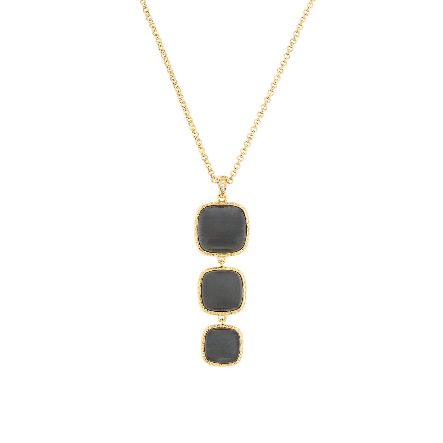 Collier 3 pierres carrées