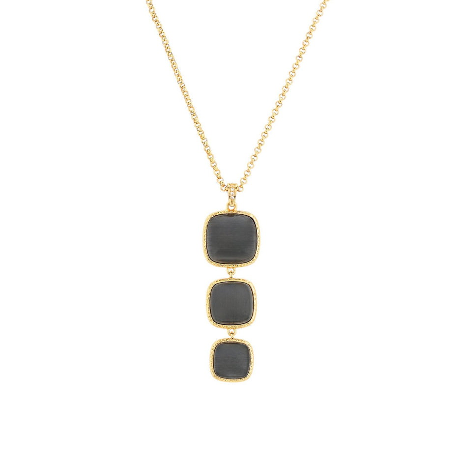 Collier 3 pierres carrées