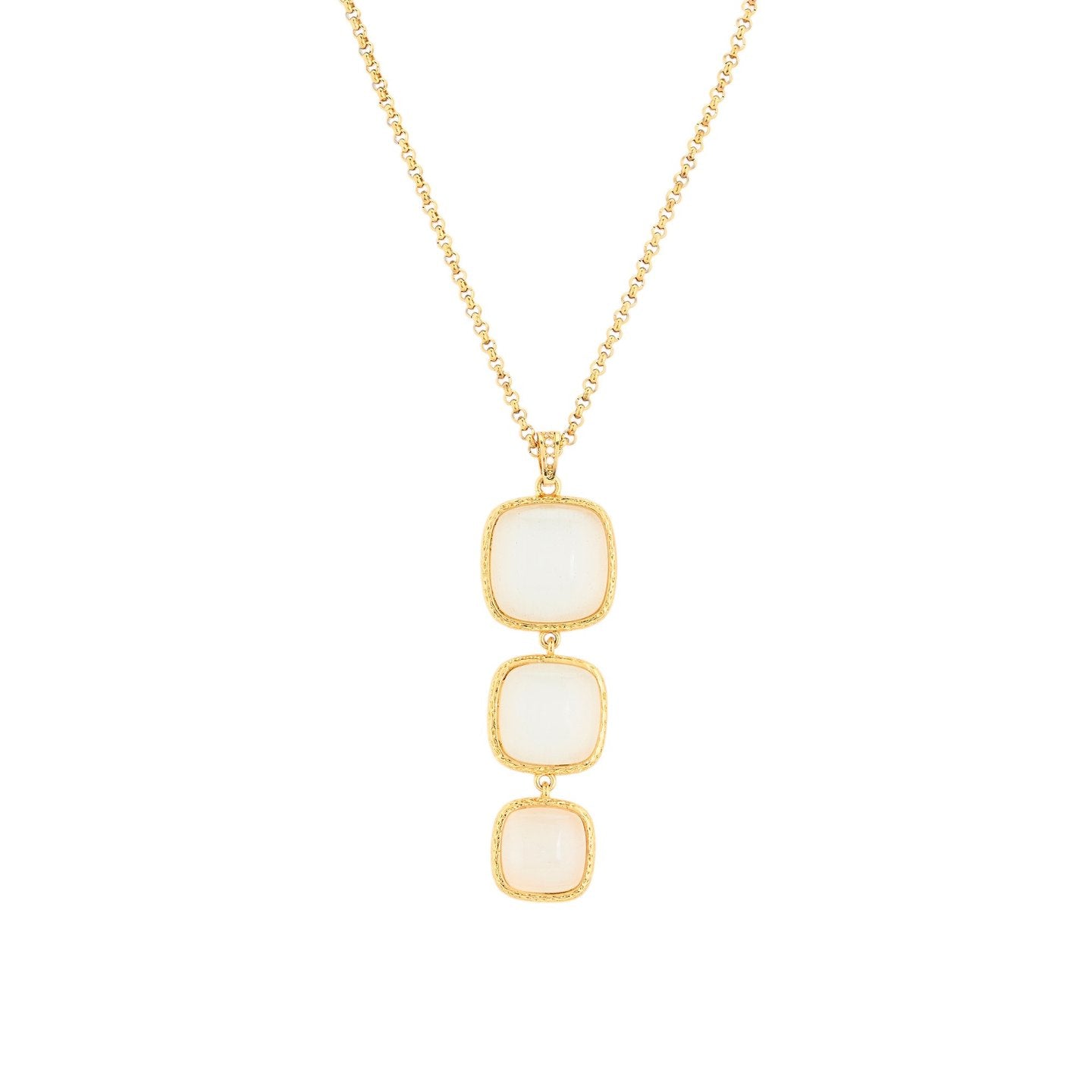 Collier 3 pierres carrées