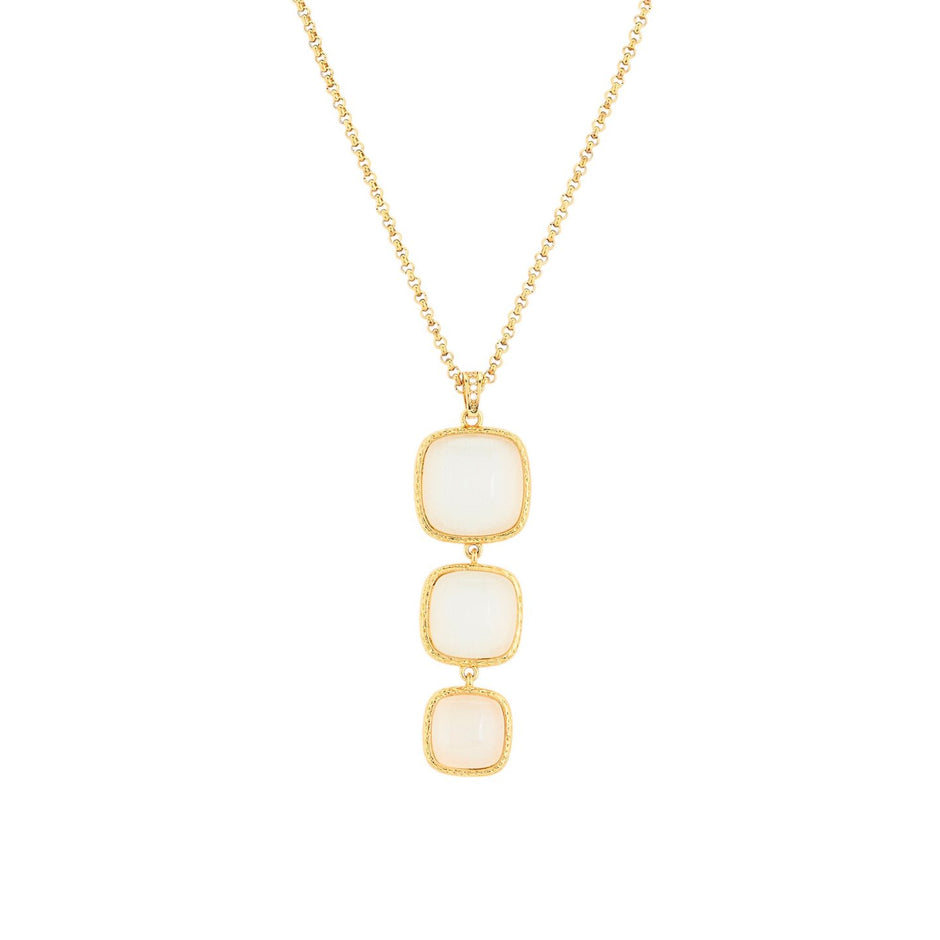 Collier 3 pierres carrées