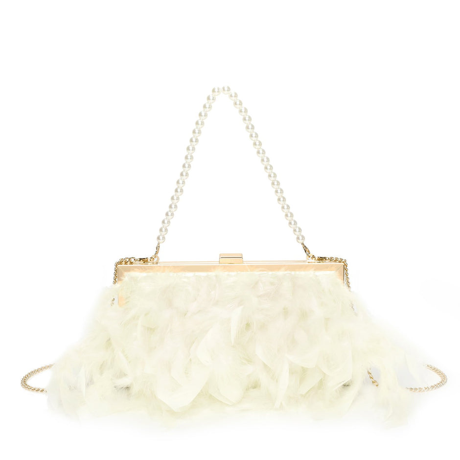 Pochette femme avec plumes